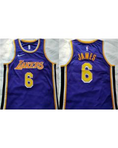 Men's Los Angeles Lakers #6 LeBron James Purple Stitched Basketball Jersey