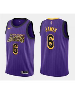 Men's Los Angeles Lakers #6 LeBron James Purple Stitched NBA Jersey