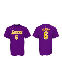 Men's Los Angeles Lakers #6 LeBron James Purple/Yellow Basketball T-Shirt