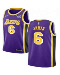 Men's Los Angeles Lakers #6 LeBron James Purple/Yellow Stitched Basketball Jersey