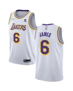 Men's Los Angeles Lakers #6 LeBron James White 75th Anniversary Stitched Basketball Jersey