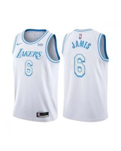 Men's Los Angeles Lakers #6 LeBron James White City Edition Stitched NBA Jersey