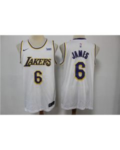 Men's Los Angeles Lakers #6 LeBron James White Stitched Basketball Jersey (Style 2)