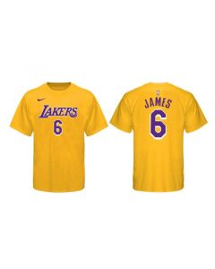 Men's Los Angeles Lakers #6 LeBron James Yellow Basketball T-Shirt