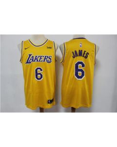 Men's Los Angeles Lakers #6 LeBron James Yellow Stitched Basketball Jersey (Yellow)