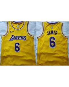 Men's Los Angeles Lakers #6 LeBron James Yellow Stitched Basketball Jersey