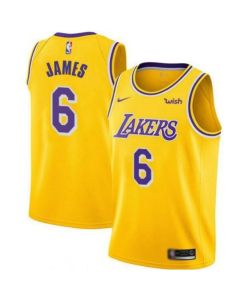 Men's Los Angeles Lakers #6 LeBron James Yellow Stitched NBA Jersey
