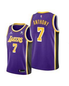 Men's Los Angeles Lakers #7 Carmelo Anthony 75th Anniversary Purple Stitched Jersey