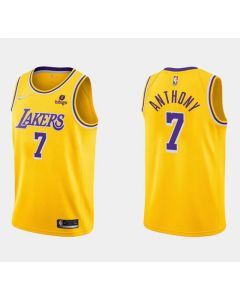 Men's Los Angeles Lakers #7 Carmelo Anthony 75th Anniversary Yellow Stitched Basketball Jersey