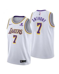 Men's Los Angeles Lakers #7 Carmelo Anthony "bibigo" White 75th Anniversary Stitched Jersey