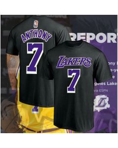 Men's Los Angeles Lakers #7 Carmelo Anthony Black/Purple Basketball T-Shirt