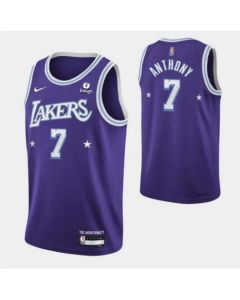 Men's Los Angeles Lakers #7 Carmelo Anthony Purple 2021 City Edition 75th Anniversary Stitched Jersey