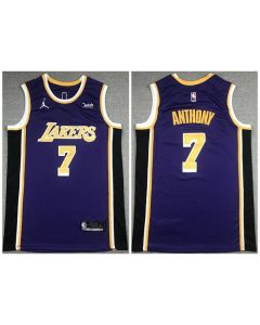 Men's Los Angeles Lakers #7 Carmelo Anthony Purple Stitched Basketball Jersey