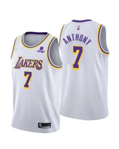 Men's Los Angeles Lakers #7 Carmelo Anthony White 75th Anniversary Stitched Basketball Jersey