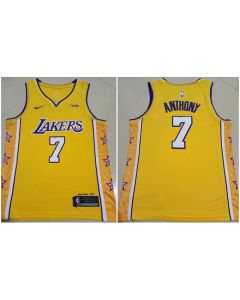 Men's Los Angeles Lakers #7 Carmelo Anthony Yellow Stitched Basketball Jersey