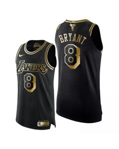 Men's Los Angeles Lakers #8 Kobe Bryant Black Gold Stitched NBA Jersey