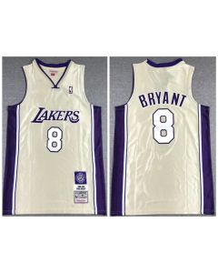 Men's Los Angeles Lakers #8 Kobe Bryant Cream Stitched Jersey
