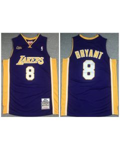 Men's Los Angeles Lakers #8 Kobe Bryant Purple NBA Final 2000-2001 Throwback Stitched Jersey