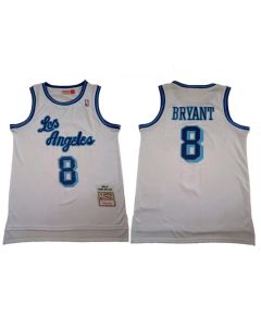 Men's Los Angeles Lakers #8 Kobe Bryant White 1996-97 Hardwood Classics Throwback Stitched Jersey