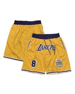 Men's Los Angeles Lakers #8 Kobe Bryant Yellow Shorts (Yellow)