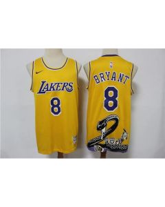 Men's Los Angeles Lakers #8 Kobe Bryant Yellow Stitched Jersey