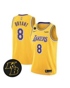 Men's Los Angeles Lakers #8 Kobe Bryant Yellow With KB Patch 2018-2019 Wish Swingman Stitched NBA Jersey