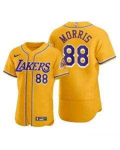 Men's Los Angeles Lakers #88 Markieff Morris 2020 Gold NBA X MLB Crossover Edition Stitched Jersey
