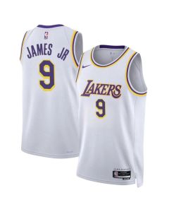 Men's Los Angeles Lakers #9 Bronny James Jr. White 2024 Draft Association Edition Stitched Basketball Jersey