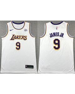 Men's Los Angeles Lakers #9 Bronny James Jr. White 2024 Draft Icon Edition Stitched Basketball Jersey (White)