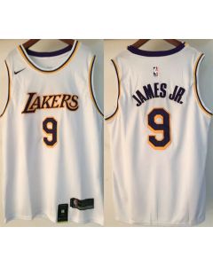 Men's Los Angeles Lakers #9 Bronny James Jr. White 2024 Draft Icon Edition Stitched Basketball Jersey