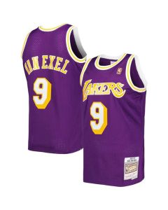 Men's Los Angeles Lakers #9 Nick Van Exel Purple Swingman Stitched Basketball Jersey