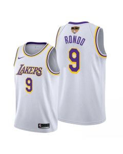 Men's Los Angeles Lakers #9 Rajon Rondo 2020 White Finals Bound Association Edition Stitched Jersey