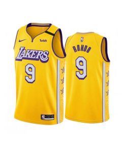 Men's Los Angeles Lakers #9 Rajon Rondo Yellow Stitched Jersey