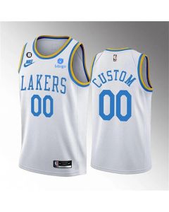 Men's Los Angeles Lakers Active Player Custom 2022-23 White No.6 Patch Classic Edition Stitched Basketball Jersey