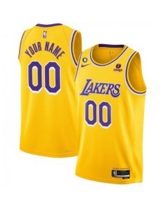 Men's Los Angeles Lakers Active Player Custom 2022-23 Yellow No.6 Patch Stitched Basketball Jersey