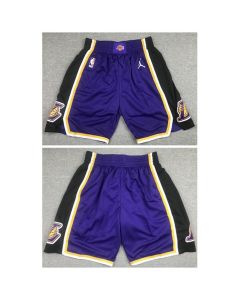 Men's Los Angeles Lakers Black and Purple Shorts (Run Small) (Black Purple)