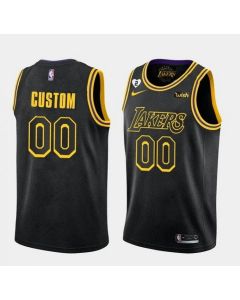 Men's Los Angeles Lakers Black Customized With Gigi Patch Stitched Jersey