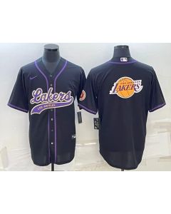 Men's Los Angeles Lakers Black Team Big Logo Cool Base Stitched Baseball Jersey