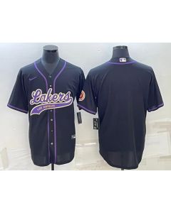 Men's Los Angeles Lakers Blank Black Cool Base Stitched Baseball Jersey