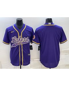 Men's Los Angeles Lakers Blank Purple Cool Base Stitched Baseball Jersey