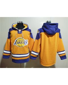 Men's Los Angeles Lakers Blank Yellow Lace-Up Pullover Hoodie