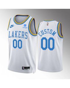 Men's Los Angeles Lakers Customized 2022/23 White Classic Edition Stitched Basketball Jersey