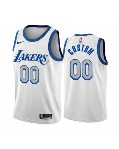 Men's Los Angeles Lakers Customized White City Edition New Blue Silver Logo 2020-21 Stitched Jersey