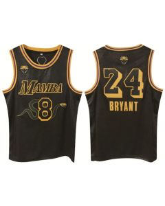 Men's Los Angeles Lakers Front #8 Back #24 Kobe Bryant Black Print Basketball Jersey (Style 2)