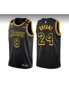 Men's Los Angeles Lakers Front #8 Back #24 Kobe Bryant Black Stitched Jersey (Black)