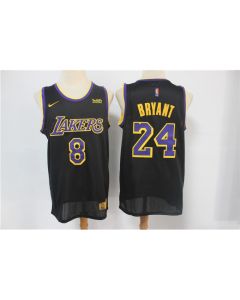 Men's Los Angeles Lakers Front #8 Back #24 Kobe Bryant Black Stitched Jersey (Style 2)