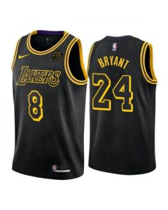 Men's Los Angeles Lakers Front #8 Back #24 Kobe Bryant With KB Patch Black Stitched Jersey