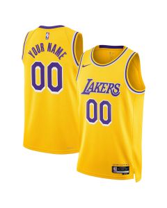 Men's Los Angeles Lakers Gold Icon Edition Swingman Custom Jersey (Gold)