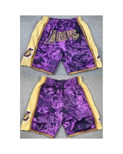 Men's Los Angeles Lakers Purple Gold Shorts (Run Small)