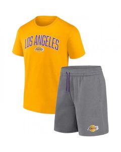 Men's Los Angeles Lakers Yellow/Heather Gray Arch T-Shirt & Shorts Combo Set